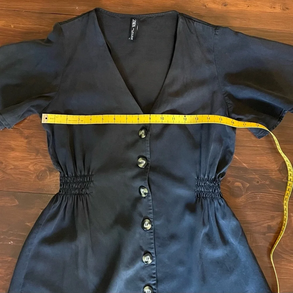 Zara Black Ruffled Buttoned Mini Sundress - Picture 2 of 3